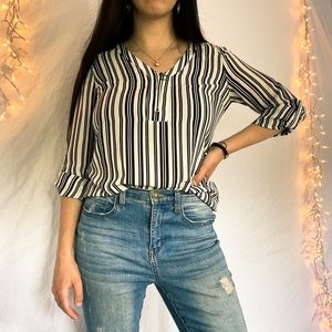 Black and White Striped Blouse